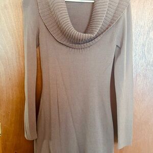 BCBG tan cowl neck sweaters dress, small